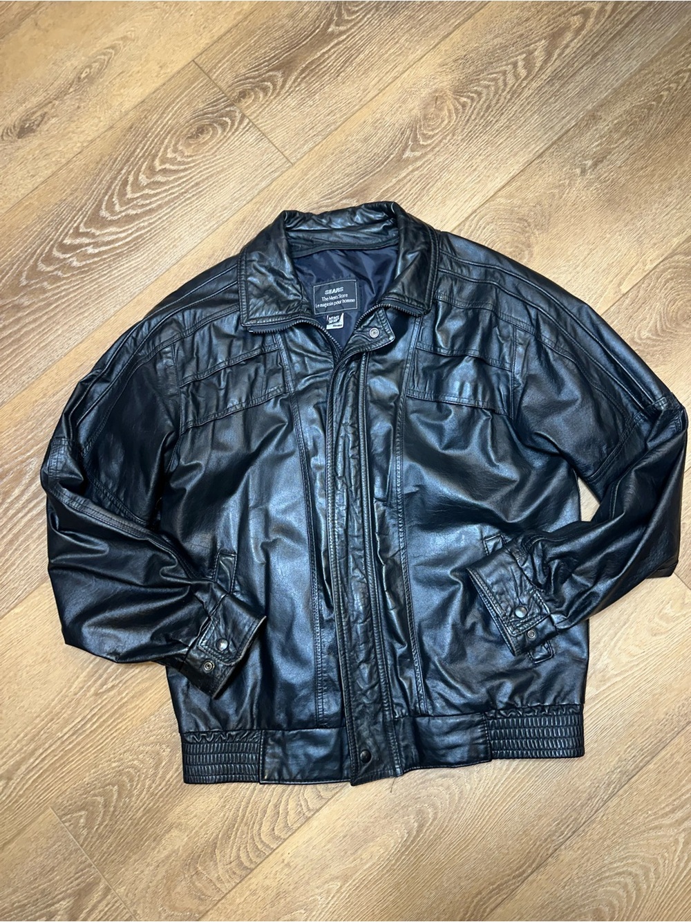 Vintage 80s/90s Sears Leather Bomber Jacket sz 38-40